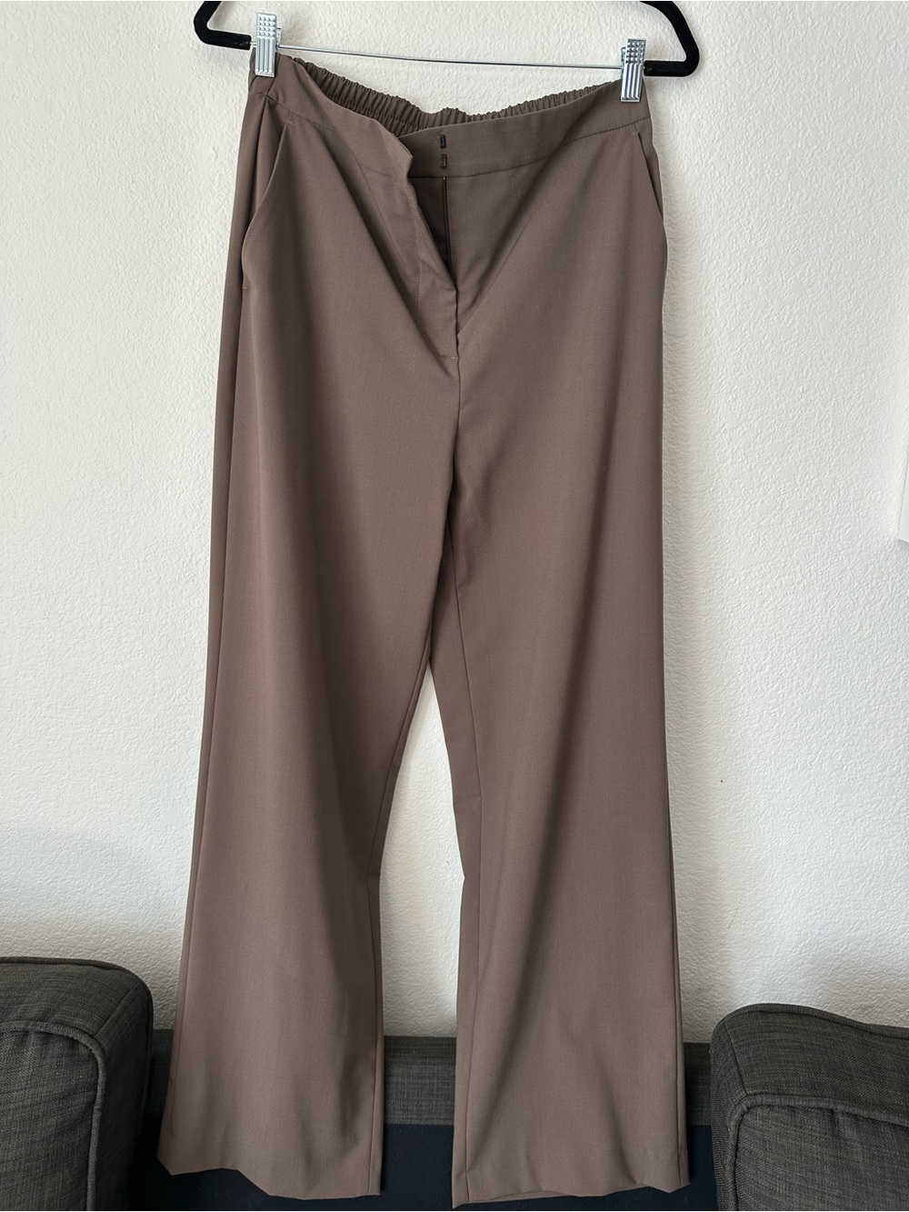 Zara Women’s Taupe Straight-Leg Dress Pants Trousers Size M